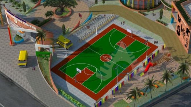 Outdoor Playfields & Gardens — open courtyard